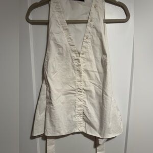 Zara Cream V-Neck Sleeveless Button Front Top